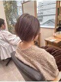 白髪ぼかしハイライト×ピンクベージュ