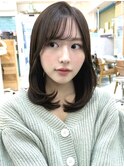 20代30代40代◎前髪パーマ韓国風巻きくすみベージュお団子ヘア