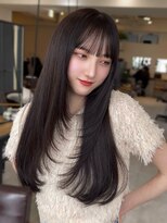 コート 表参道(Cote)&nbsp;韓国ヘア 2wayバング 顔まわりカットNo.1 レイヤー グレージュ