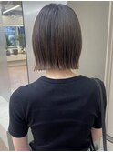 ブリーチなし切りっぱなしボブミディアムレイヤーボブ夏カラー