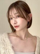 ノラギンザユー(NORA GINZA/U) 切りっぱなしボブ艶暗髪ベージュシースルーバング