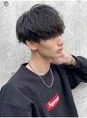 ソフトツイストパーマサイドパートニュアンスマッシュツーブロ