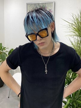 シエラ 南船場(CIERA.) ウルフカット+シアンブルー