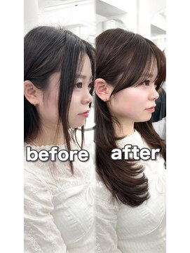 アマトウキョウ アユンチェ(AMA TOKYO×AYUNCHE) 前髪顔まわり韓国ヘアレイヤーカットサイドバンク2wayバンク韓国