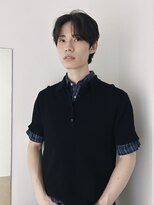 =メンズボブ/フェザーパーマ／MEN’S HAIR/ブルーブラック