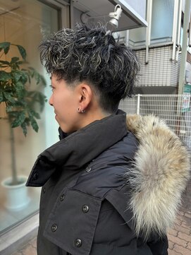 シエル バイ ケンジ 登戸 生田(CIEL by KENJE) ホワイトメッシュ/ツイスト/メンズショート/アップバング