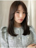 ダークアッシュブラウンハッシュカットレイヤーロング20代30代X