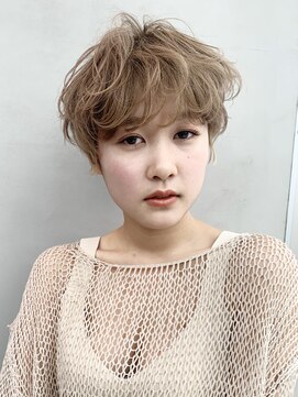 アルバム 銀座(ALBUM GINZA) カジュアルカール_アッシュブラウンネオウルフ外ハネボブ_87022