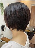大人可愛い/黒髪前下がりショートボブ丸みショート◎抜け感ヘア