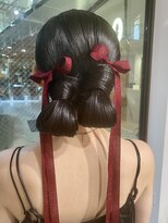 結婚式お呼ばれヘアセット　リボン