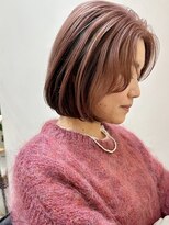 ヒビヲ(HIBIO) ワンブリーチダブルカラータッセルボブ切りっぱなしボブレイヤー