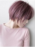 20代30代大人ショートボブｘピンクベージュ