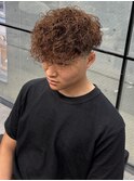スペインカール茶髪スパイラルパーマ平巻き波巻きパーマ