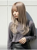 小顔レイヤロングミルクティー20代30代40代くびれミディ韓国ヘア