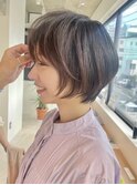 くびれショートマッシュチャコールグレー前髪あり20代～50代
