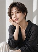 池袋 ハンサムショート 大人ショートヘア シースルーバング