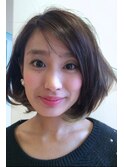 抜け感フラッフィーボブ×オリーブカラー30代40代