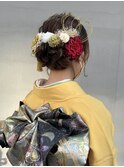 シニヨン着物ヘアセット浴衣アレンジゆふるわお団子/今枝