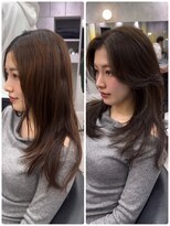 シティ(CITY) かきあげ前髪 ミディアムレイヤー ビフォーアフター