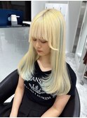 15807ブリーチ＆ダブルカラーホワイトブロンドレイヤーロング