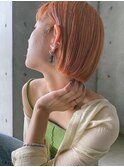 小顔パッツンボブ◎コーラルオレンジダブルカラー20代～50代