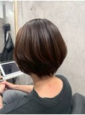 大人ショート×ナチュラルくびれボブ 白髪ボカシカラー