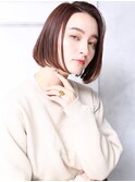 大人可愛い小顔美髪ツヤ髪前髪なしショートぶつ切りボブA4