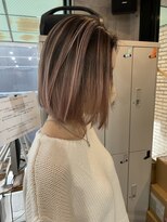 ラフ(LAFF)&nbsp;#バレイヤージュ#グレージュカラー#ボブウルフ#ココアベージュ