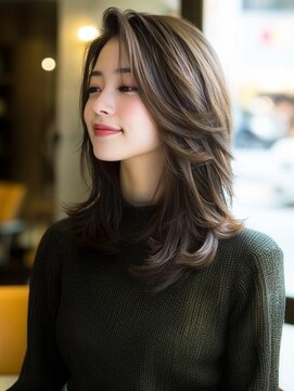 アルトリスト(Altruist Aging×HAIR&SPA) ★ダークアッシュ大人ガーリーボブ着物ミディアムレイヤーカット