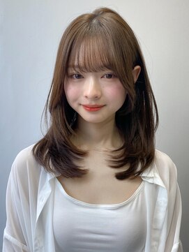 エトラ 渋谷店(etora) 小顔 前髪 ミディアムレイヤーカット ダークアッシュ "