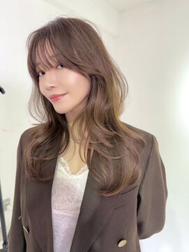 アースコアフュールボーテ 太田店(EARTH coiffure beaute) ナチュラルベージュ_ヨシンモリ_顔周りレイヤー_レイヤーカット
