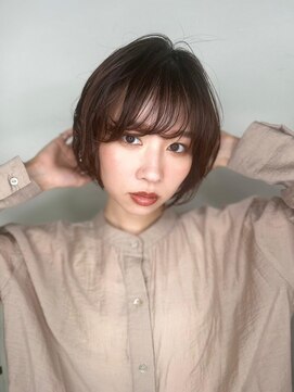 COVER HAIR ACADEMY 北浦和【カバーヘア アカデミー】北浦和西口店【4/6 OPEN(予定)】 斜めバングココアブラウン小顔ボブショートp1北浦和20代30代40代