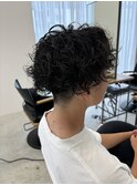 マッシュのくるくるパーマ