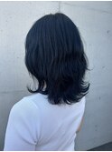 ネイビーカラーハイトーンカラーブリーチ透明感ニュアンスカラー