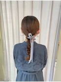 編み下ろし/リボンアレンジ/お呼ばれヘアアレンジ