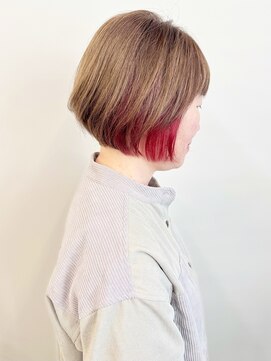 モリオ(morio) ◯大人グラデーションショートボブ インナーカラーピンク 40代