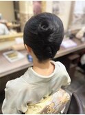 ショート・ボブヘア夜会巻き