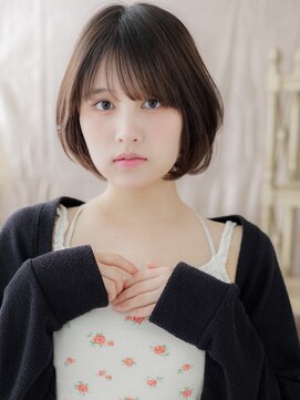 カバーヘア イヴ 戸頭店(COVER HAIR EVE) 斜めバング暗髪ひし形小顔丸みショートボブb戸頭20代30代40代