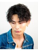 波巻きツイストスパイラルセンターパートサーフカール刈り上げ