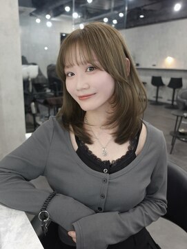 ラベル 渋谷(LAVEL) レイヤーカット×ブリーチなしオリーブカラー