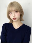 ミディアムヘアコテ巻き風パーマ顔まわりレイヤーブリーチなし☆
