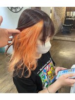 ヘア ラボ ニコ 藤沢店(hair Labo nico...) オレンジカラー　インナーカラー　イヤリングカラー