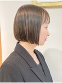 ボブ切りっぱなしボブ透明感カラー