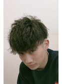 スペインカールダークアッシュニュアンスパーマ韓国マッシュ