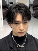 韓国センターパートニュアンスパーマウルフマッシュショート黒髪