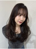 顔まわりレイヤー 艶カラー 暗髪 韓国風 髪質改善 福岡美容室