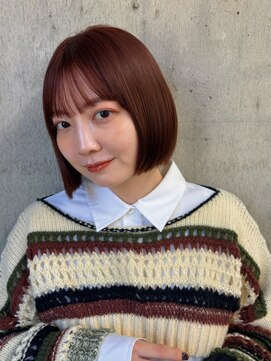 ガーデン 銀座(GARDEN) ボブ ぱっつんボブ ワイドバング 顔まわりカット バーガンディ