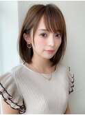 20代30代40代大人かわいい小顔ボブ ひし形シルエット グレージュ