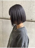 切りっぱなしbob×deep gray/斜めバング/20代/30代/40代