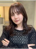 顔周りレイヤーカットくびれヘアミルクティーベージュカラー